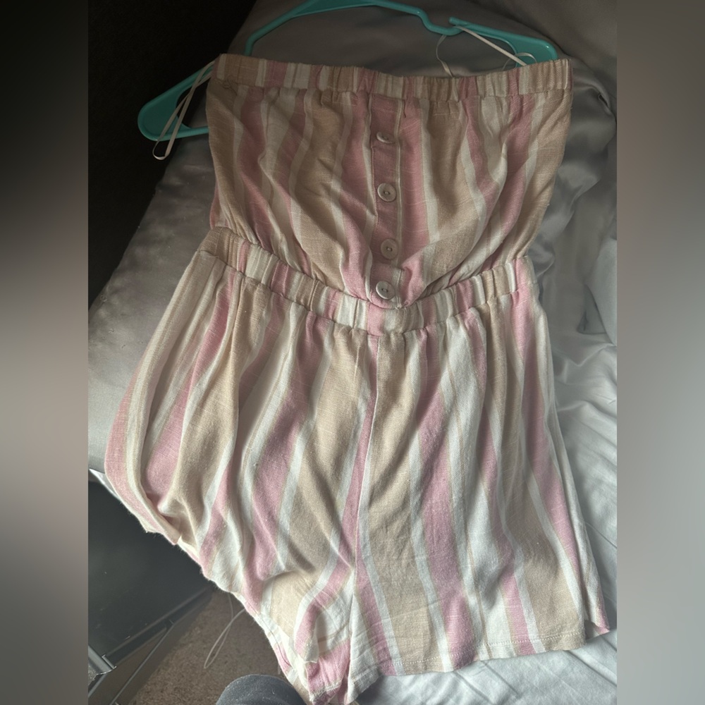 Kittenish strapless romper